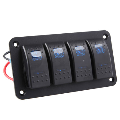 YJ-SP-A04 12V 24V 4 Gang Slimline LED Rocker Switch Panel for 4WD Boat Caravan